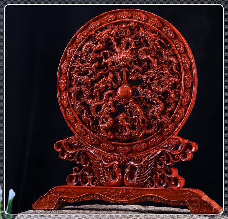 yidingge/熠鼎阁 【龙凤呈祥】非洲花梨木工艺品 招财风水摆件 木雕工艺礼品